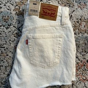 Levi 501 white jean shorts